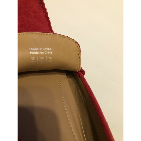 aldo men\'s red leather suede slip on loafers size: 11 main image 4